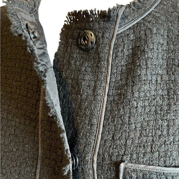 Vince Womens Textured Tweed Wool Black Cardigan/Blazer Size 8 - Picture 4 of 13